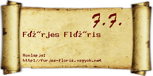 Fürjes Flóris névjegykártya